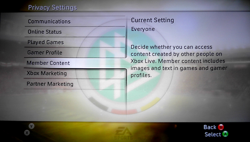Xbox Live privacy settings