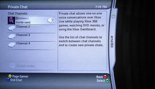 Xbox Live chat screen